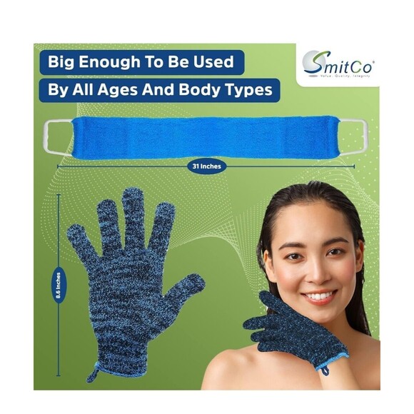 4 Exfoliating Gloves and 1 Back Srubber for Shower for Men and Women - Picture 3 of 7